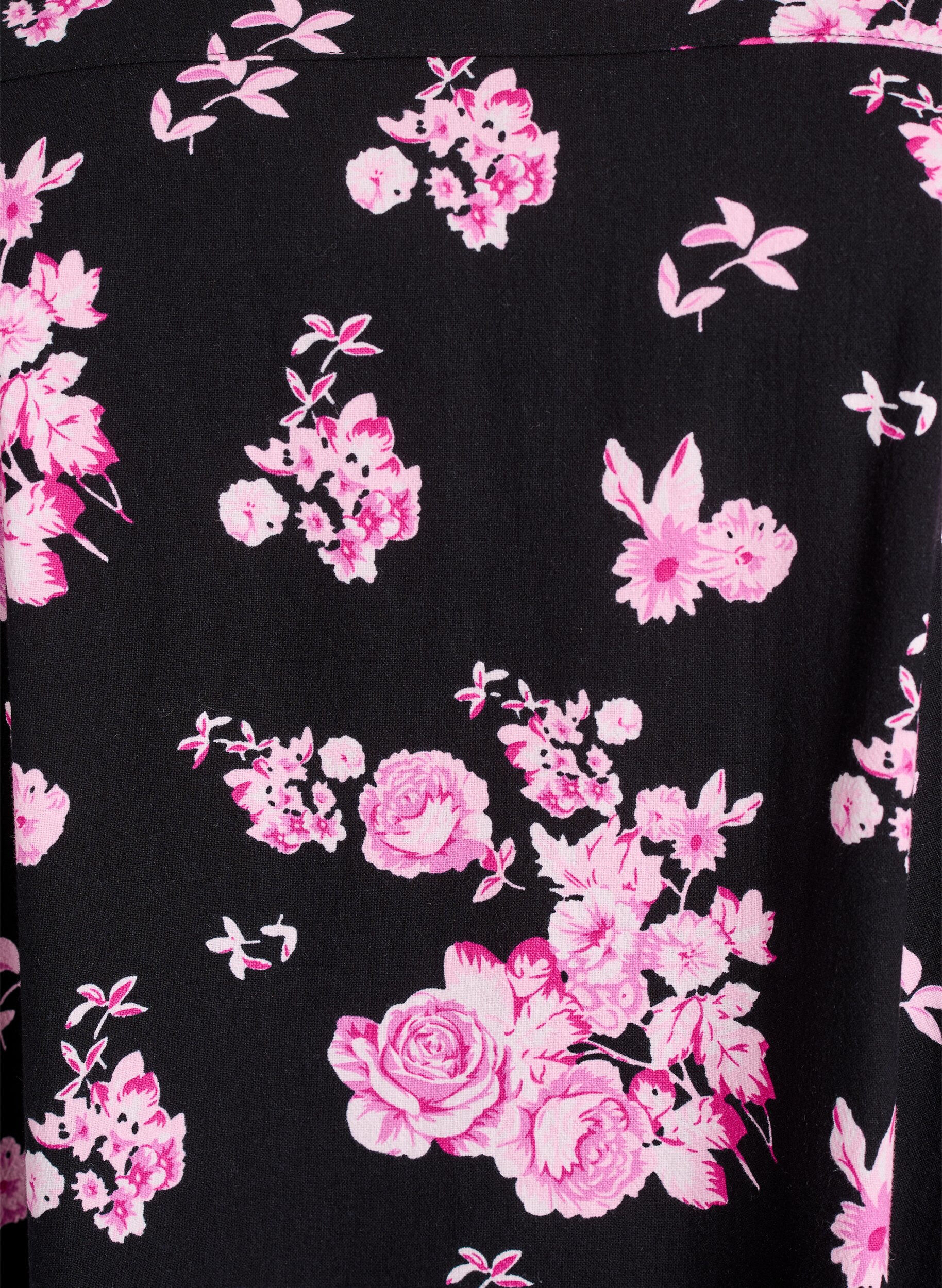 ZizziRobe en coton &agrave; manches courtes avec imprim&eacute;, Charbon, Packshot image number 2