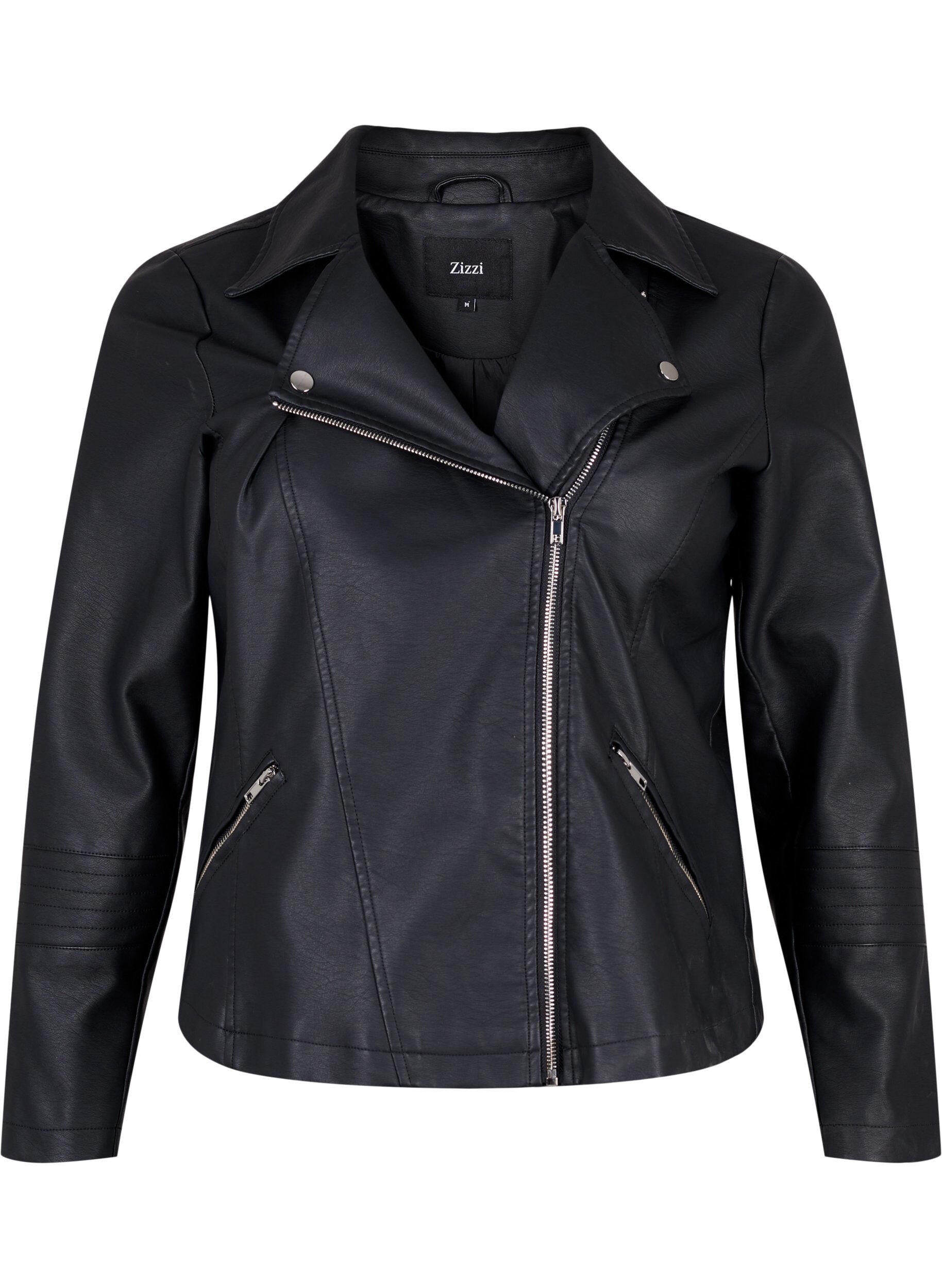 Veste en cuir imit&eacute; de motard