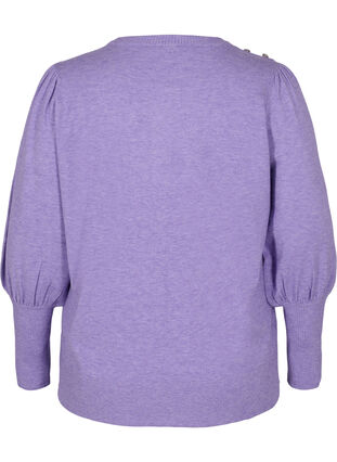 Pull en tricot à manches bouffantes, Paisley Purple Mel, Packshot image number 1