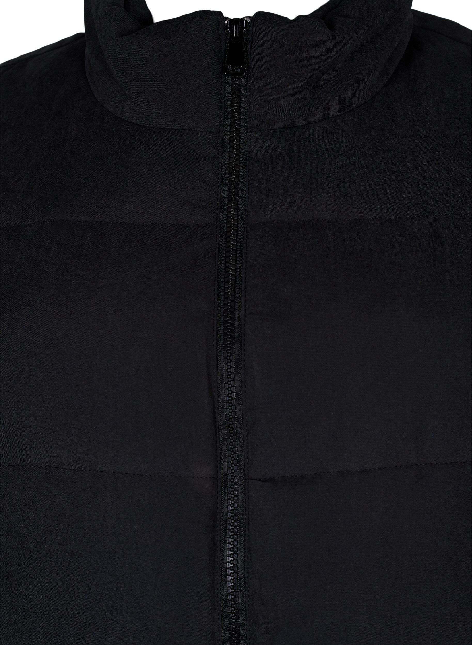 Zizzi Veste longue avec col montant et poches, Black, Packshot image number 2