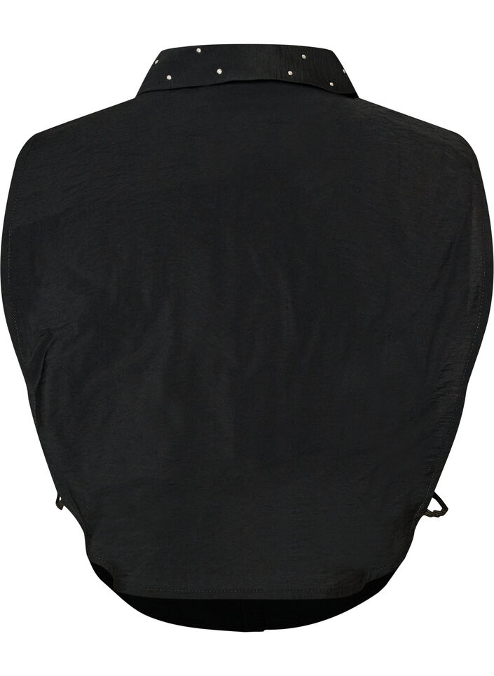 Empi&egrave;cement de col avec des strass et des boutons, Noir, Packshot image number 1