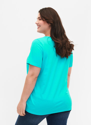 T-shirt en coton avec imprimé, Turquoise SUN, Model image number 1