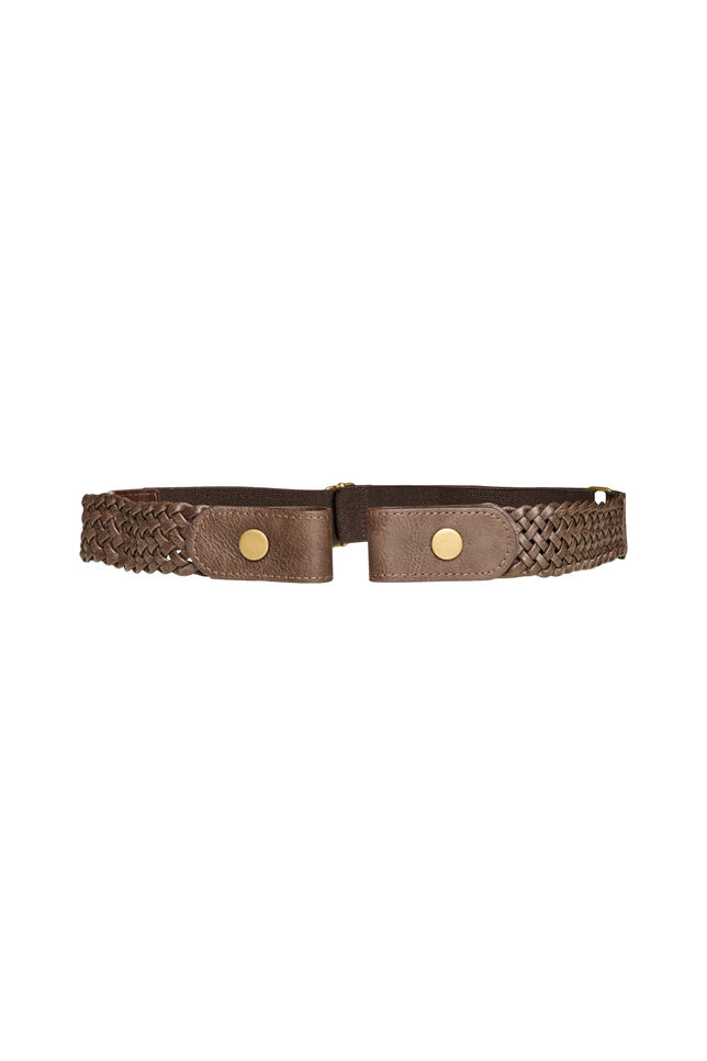 Ceinture tress&eacute;e &eacute;lastique, Marron, Packshot image number 0
