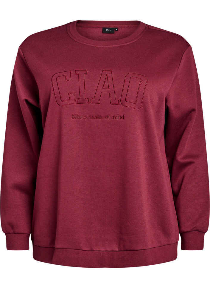 Sweat-shirt avec motif Milan brodé, Bordeaux foncé, Packshot image number 0