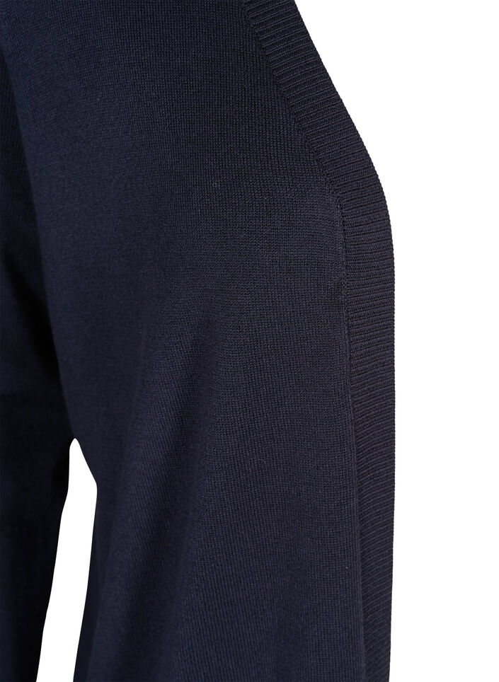 Long cardigan tricot&eacute; dans un m&eacute;lange de viscose, Bleu, Packshot image number 2