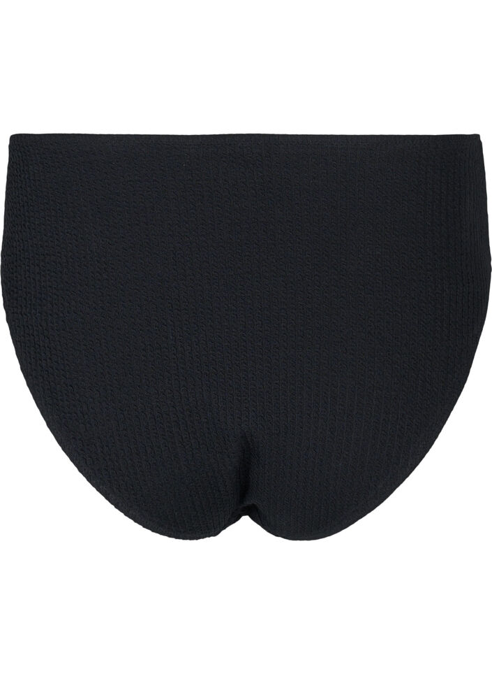 Bas de bikini taille haute avec structure en crêpe, Black, Packshot image number 1