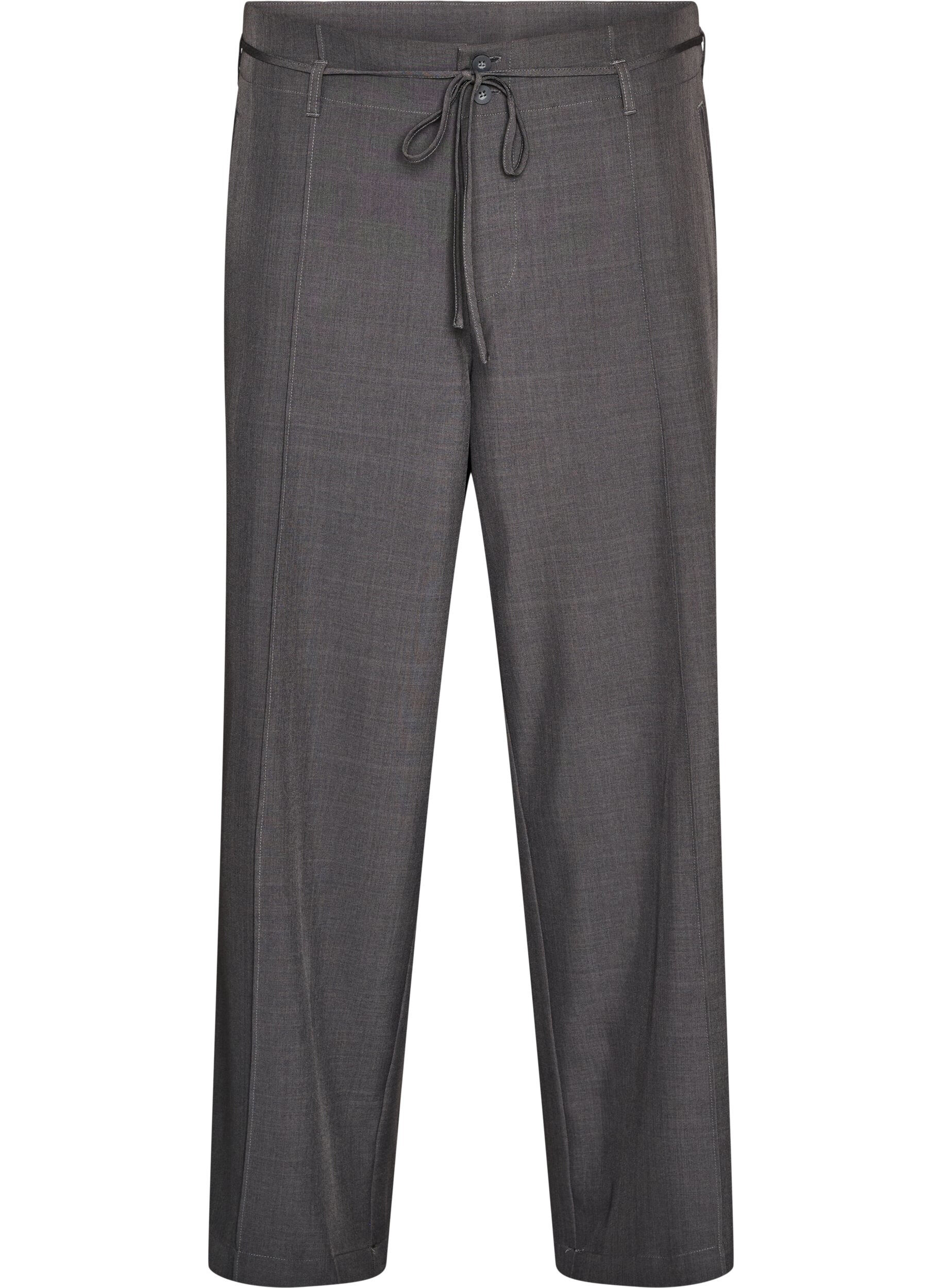ZizziPantalon de tailleur avec plis marqu&eacute;s et ceinture &agrave; nouer, Gris anthracite, Packshot image number 0