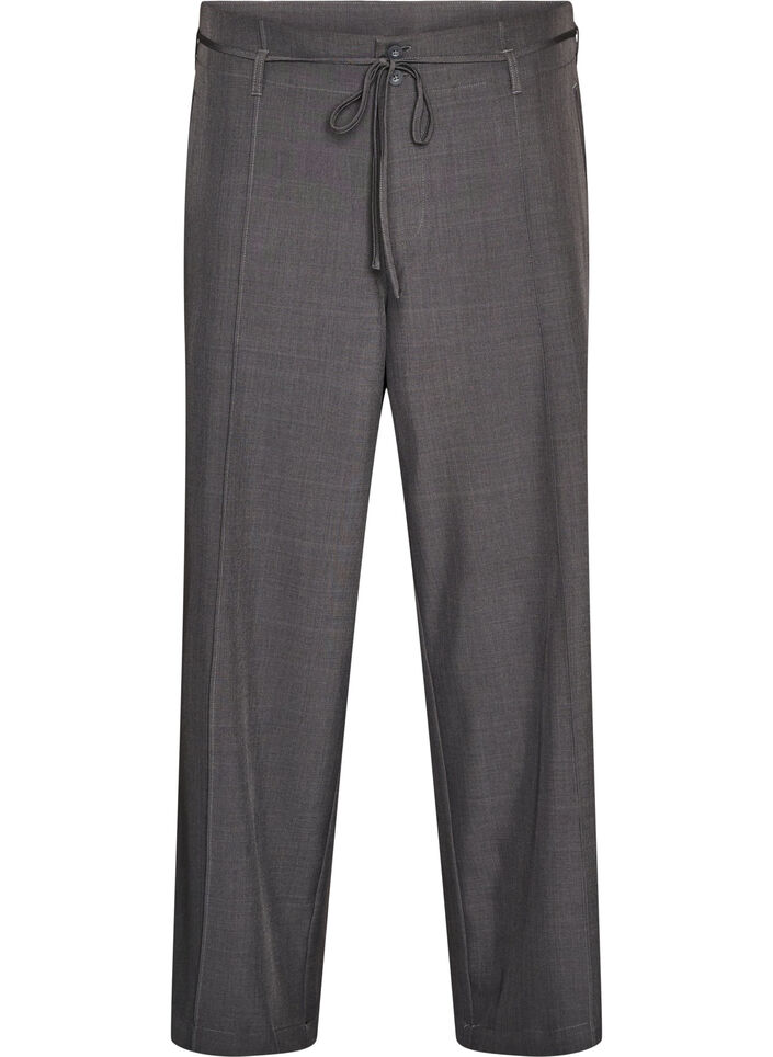Pantalon de tailleur avec plis marqu&eacute;s et ceinture &agrave; nouer, Gris anthracite, Packshot image number 0