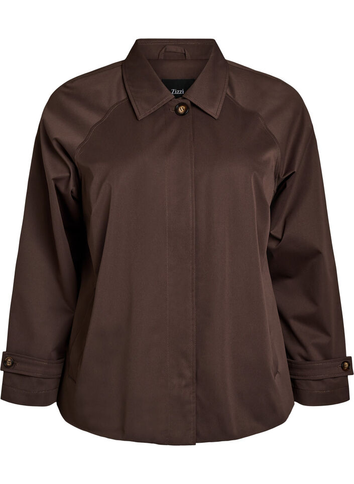 Trench court avec col et manches raglan, Marron, Packshot image number 0