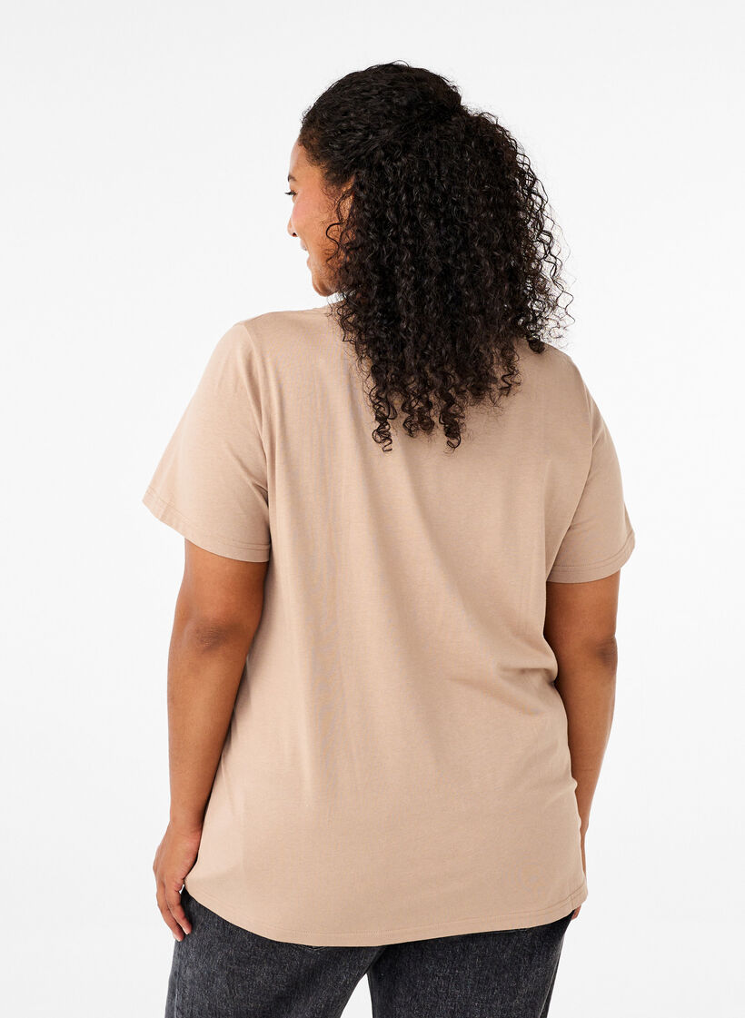 T-shirt en coton avec impression, S. Mink w. Flower, Model image number 1