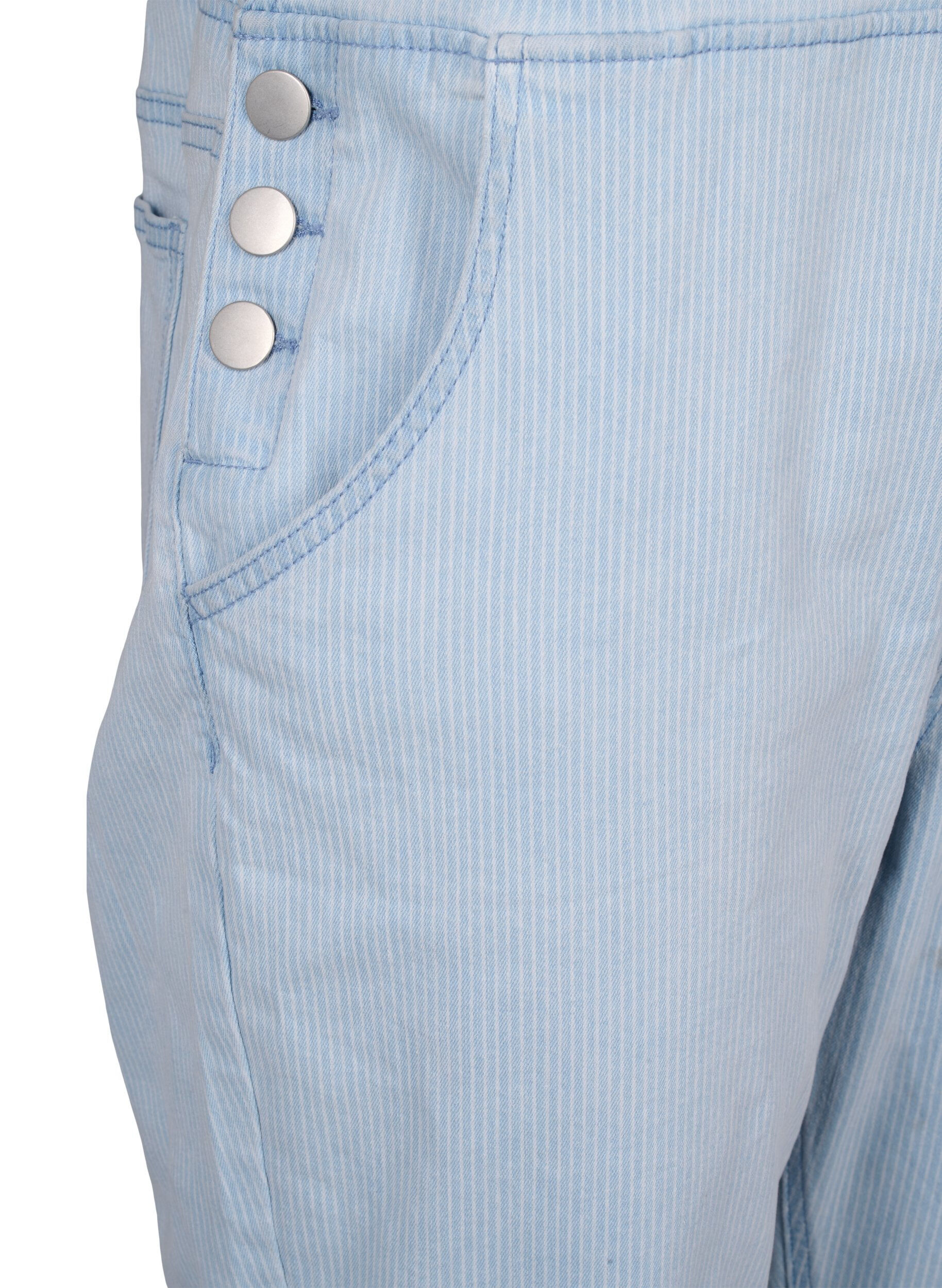 Zizzi  Salopette en jean ray&eacute;e, L. Blue Denim Stripe, Packshot image number 3