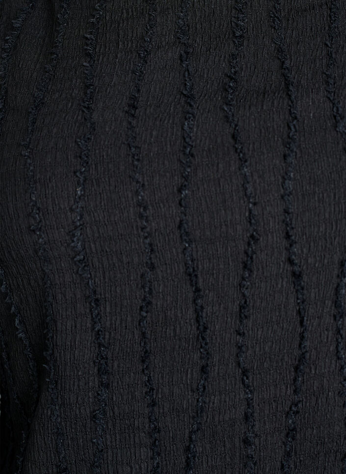 Blouse en jersey ondul&eacute;, Noir, Packshot image number 2
