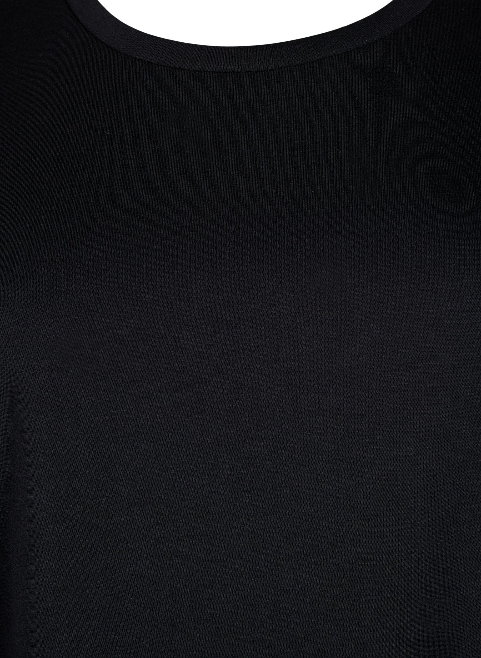 ZizziT-shirt en modal m&eacute;lang&eacute;, Noir, Packshot image number 2