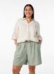 Shorts amples en lin et viscose, Vert, Model image number 0