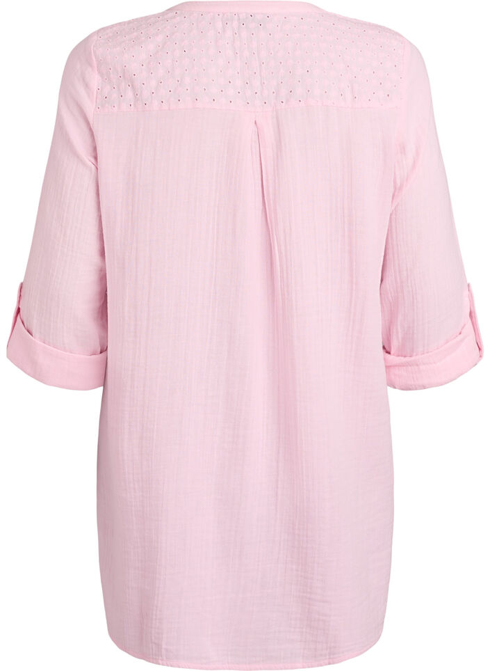 Tunique en mousseline de coton avec broderie anglaise, Rose, Packshot image number 1
