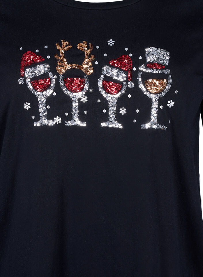 T-shirts de Noël en 100 % coton, Black w. Drinks, Packshot image number 2