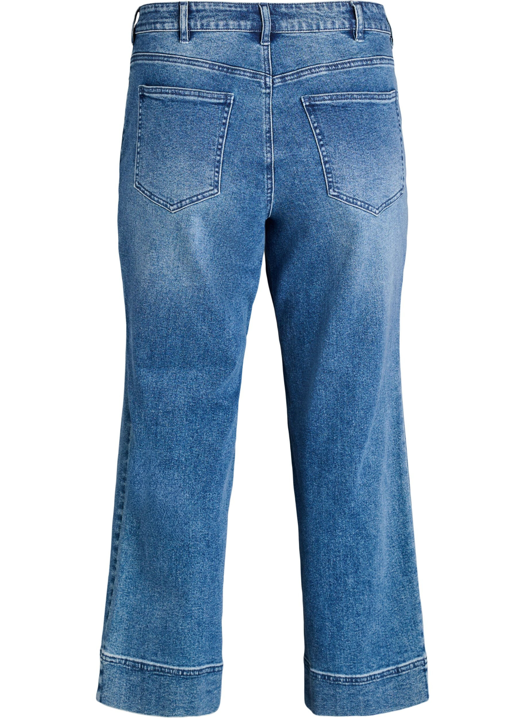 Zizzi Jean coupe droite avec surpiq&ucirc;res distinctives, Bleu, Packshot image number 1