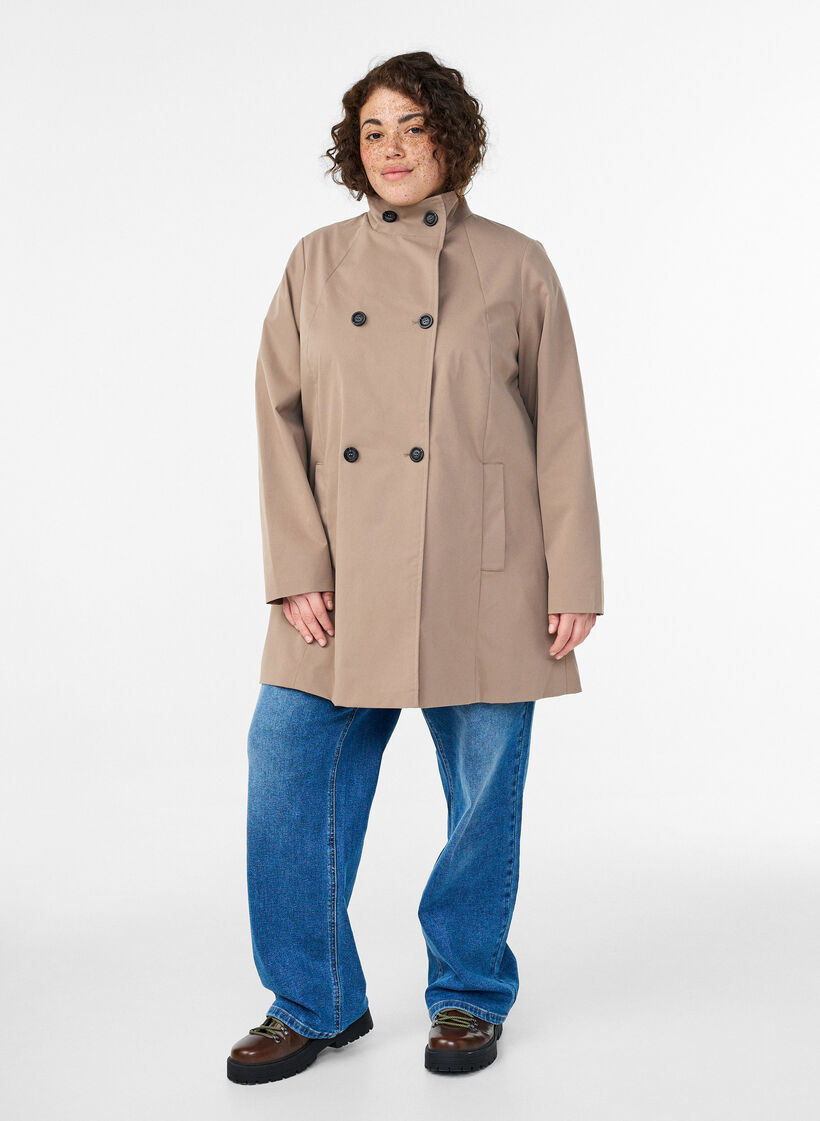 Veste de printemps hydrofuge avec coupe en A, Gris, Model image number 1