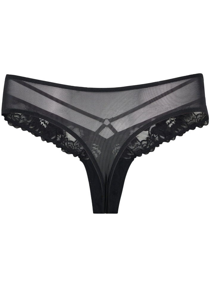 String en dentelle avec détails, Black, Packshot image number 1