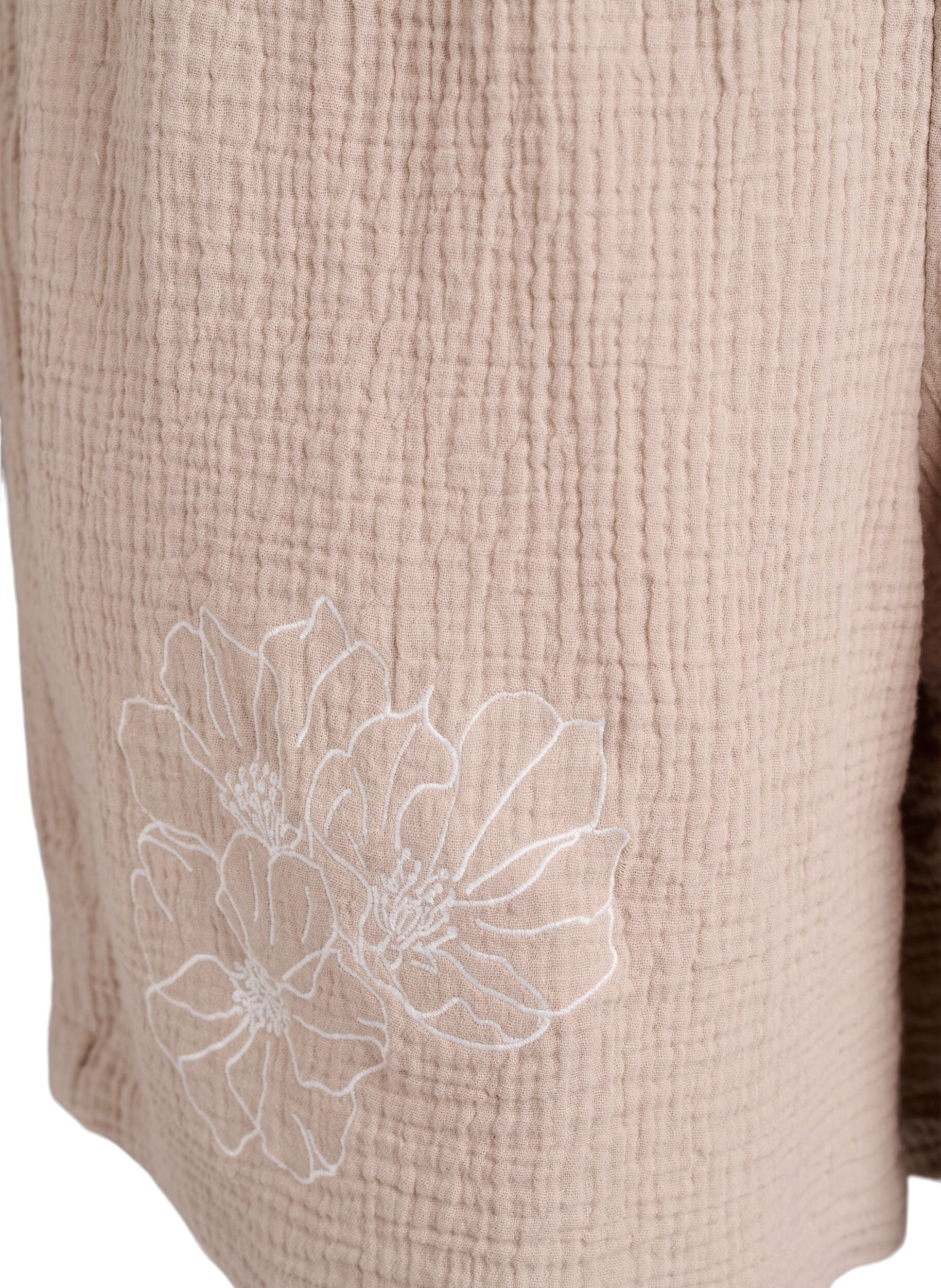 Zizzi Short taille haute en mousseline de coton, Beige, Packshot image number 3