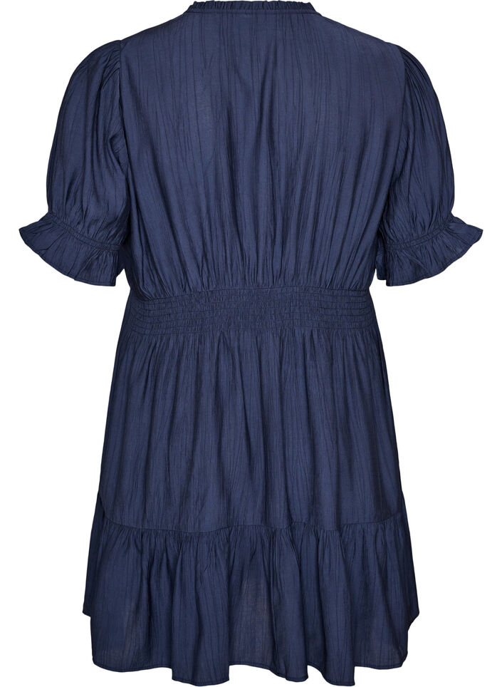 Robe courte en viscose avec volants, Bleu, Packshot image number 1