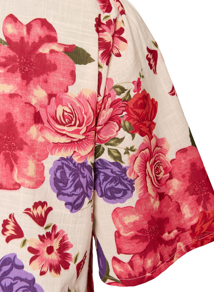 Chemise en coton &agrave; manches courtes avec col V, Rouge, Packshot image number 3