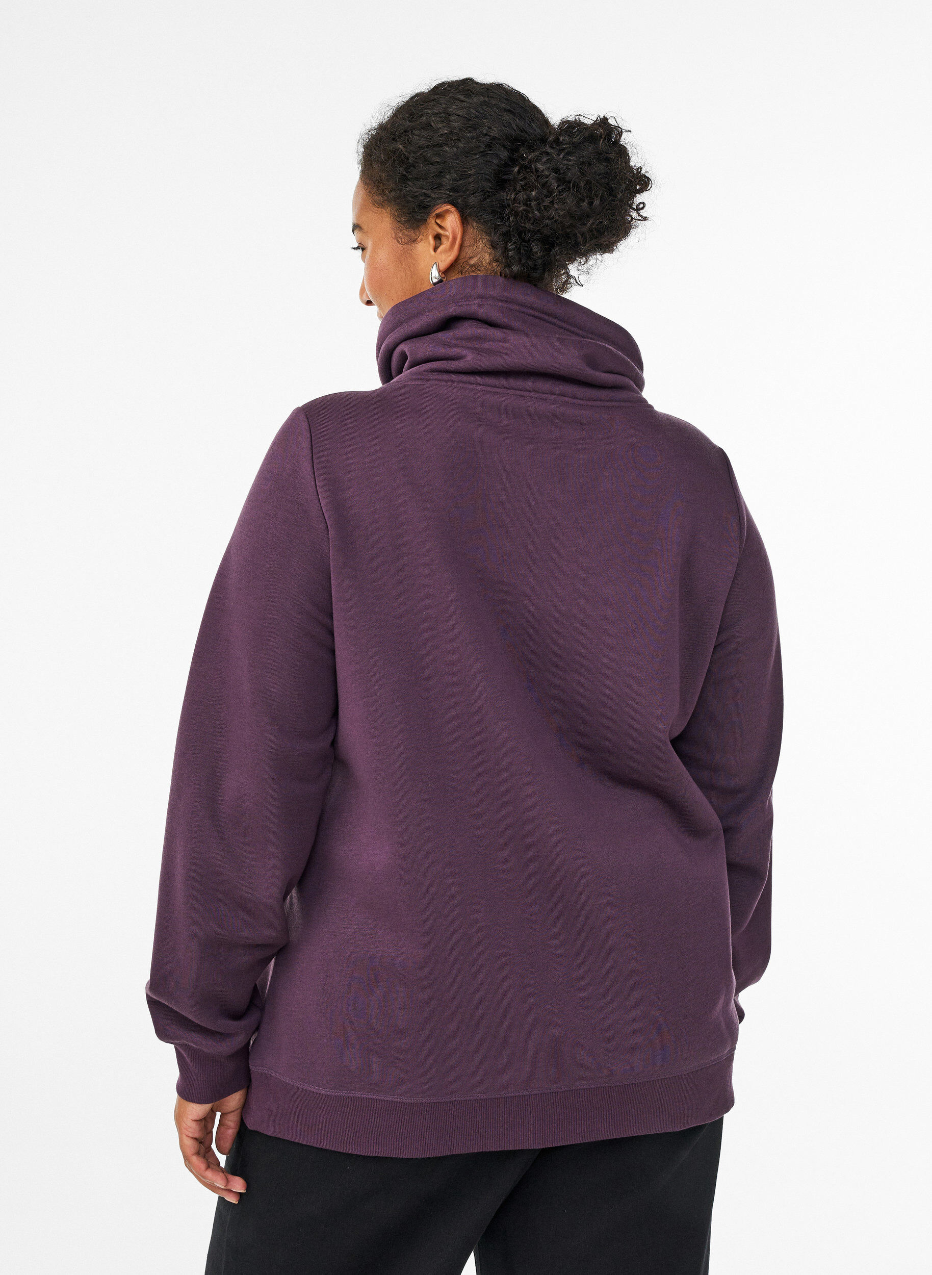 ZizziSweat &agrave; col montant et poches, Violet, Model image number 2