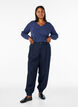 Blouse en jersey avec col en V et manches longues, Bleu, Model image number 1