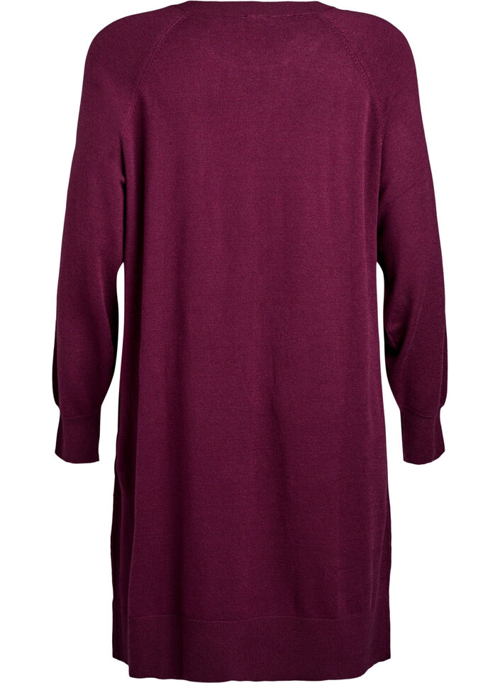 Robe courte en maille &agrave; manches raglan et couture centrale, Bordeaux, Packshot image number 1