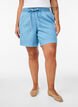 Short aspect denim avec taille &eacute;lastiqu&eacute;e et cordon de serrage, Bleu Clair, Model image number 3