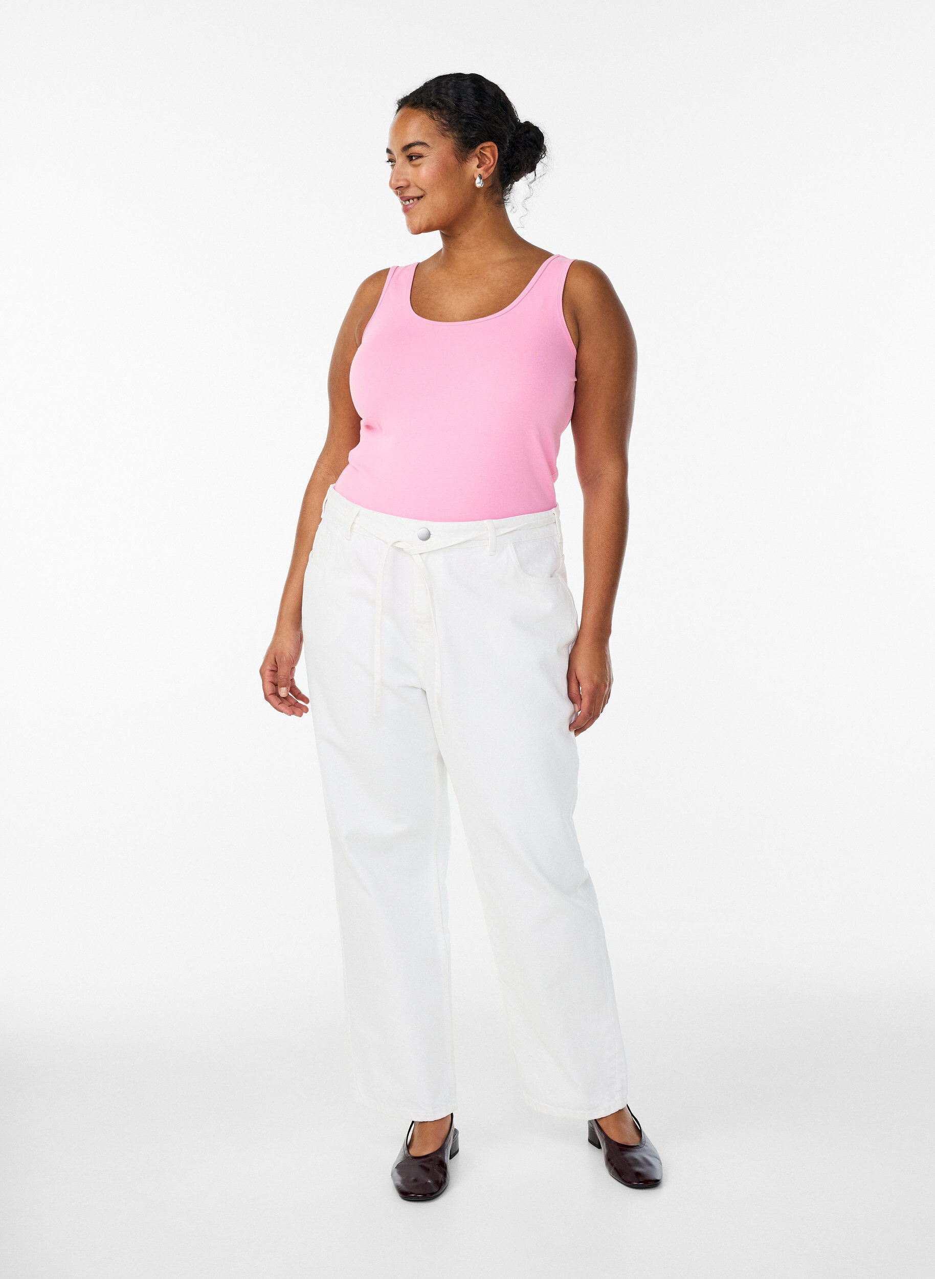 ZizziHaut Basic uni en coton, Rose, Model image number 1