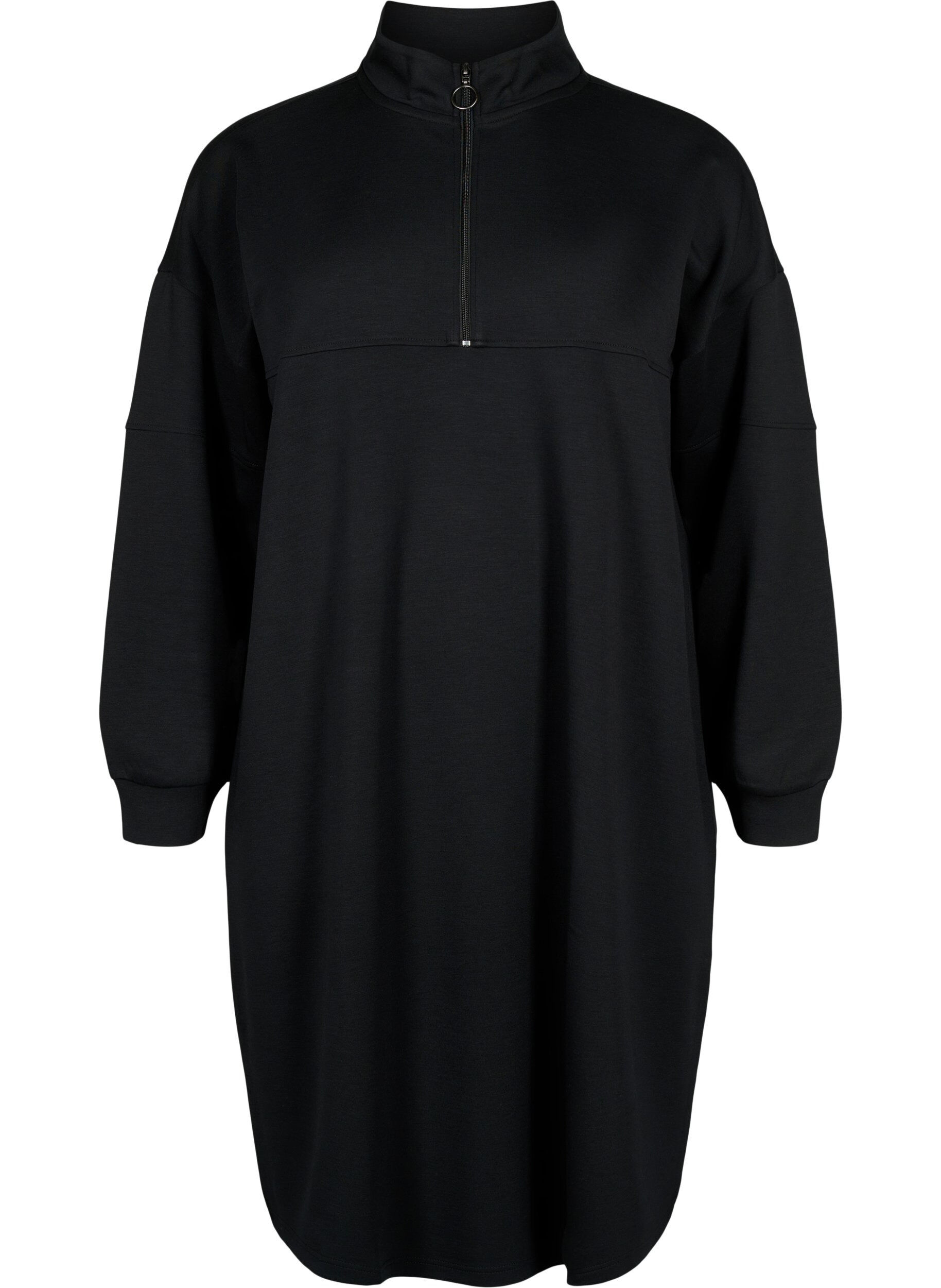Zizzi Robe sweat &agrave; col montant en tissu &agrave; base de modal, Black, Packshot image number 0