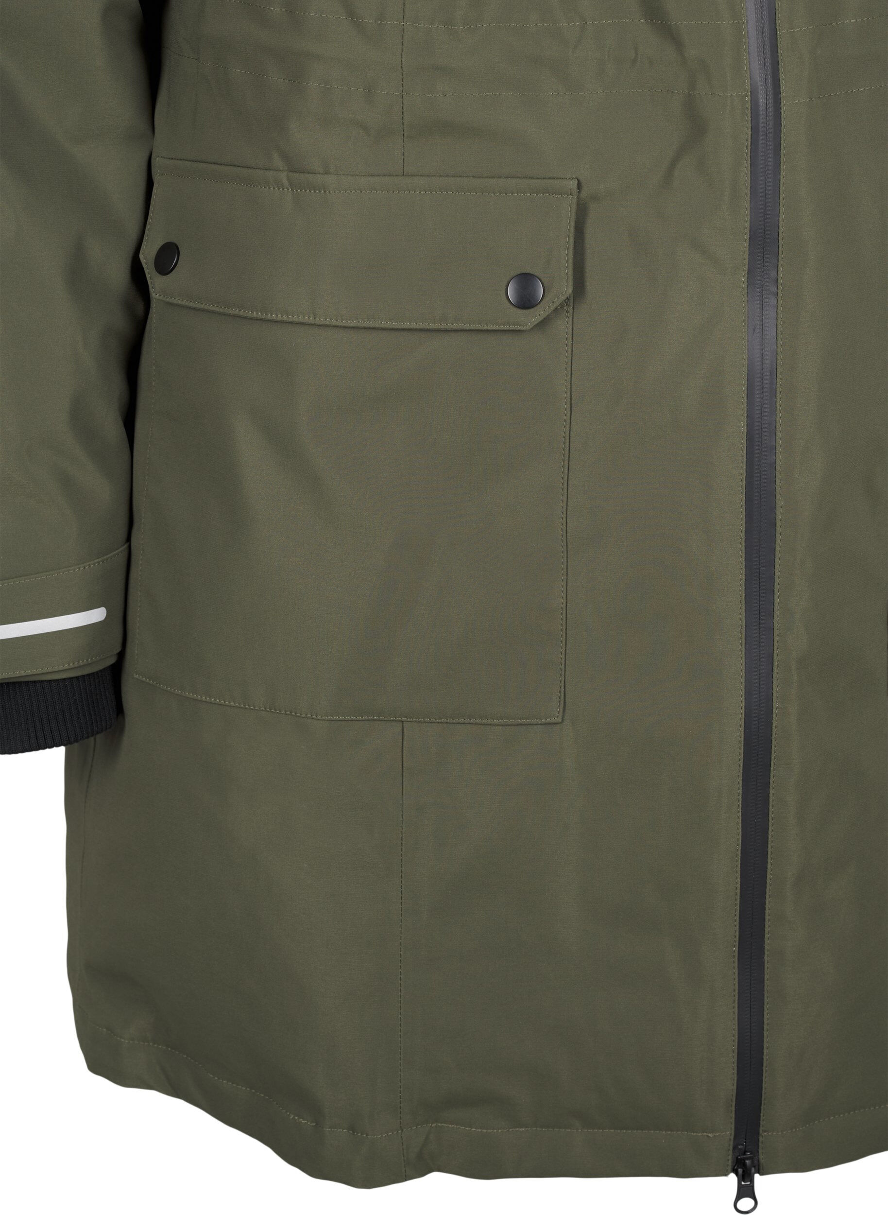 Zizzi Veste d'hiver pratique avec capuche et poches, Vert fonc&eacute;, Packshot image number 3