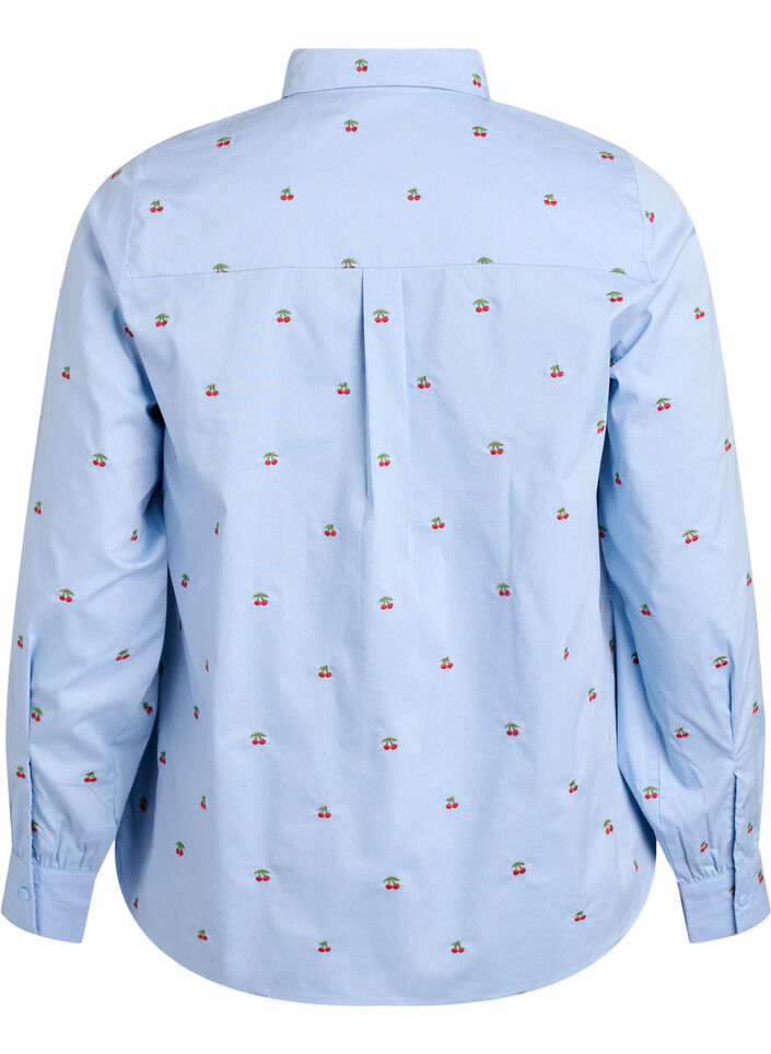 Chemise avec cerises brod&eacute;es, Bleu Clair, Packshot image number 1