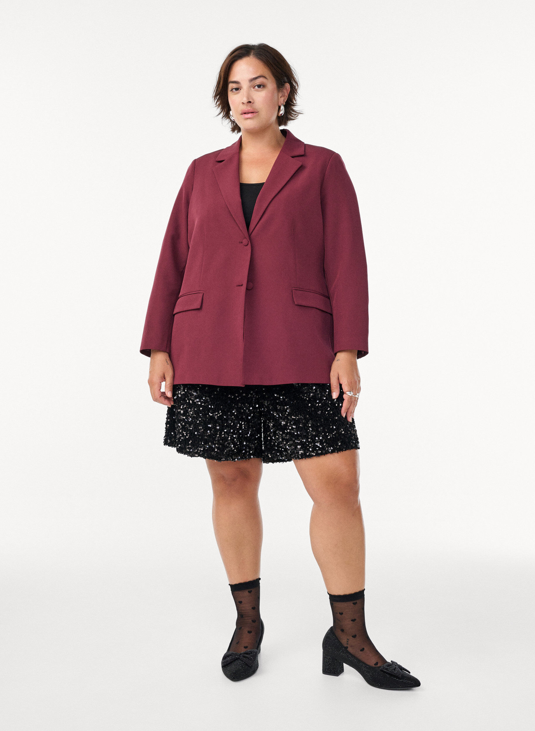 ZizziBlazer classique avec fermeture &agrave; boutons, Bordeaux, Model image number 1