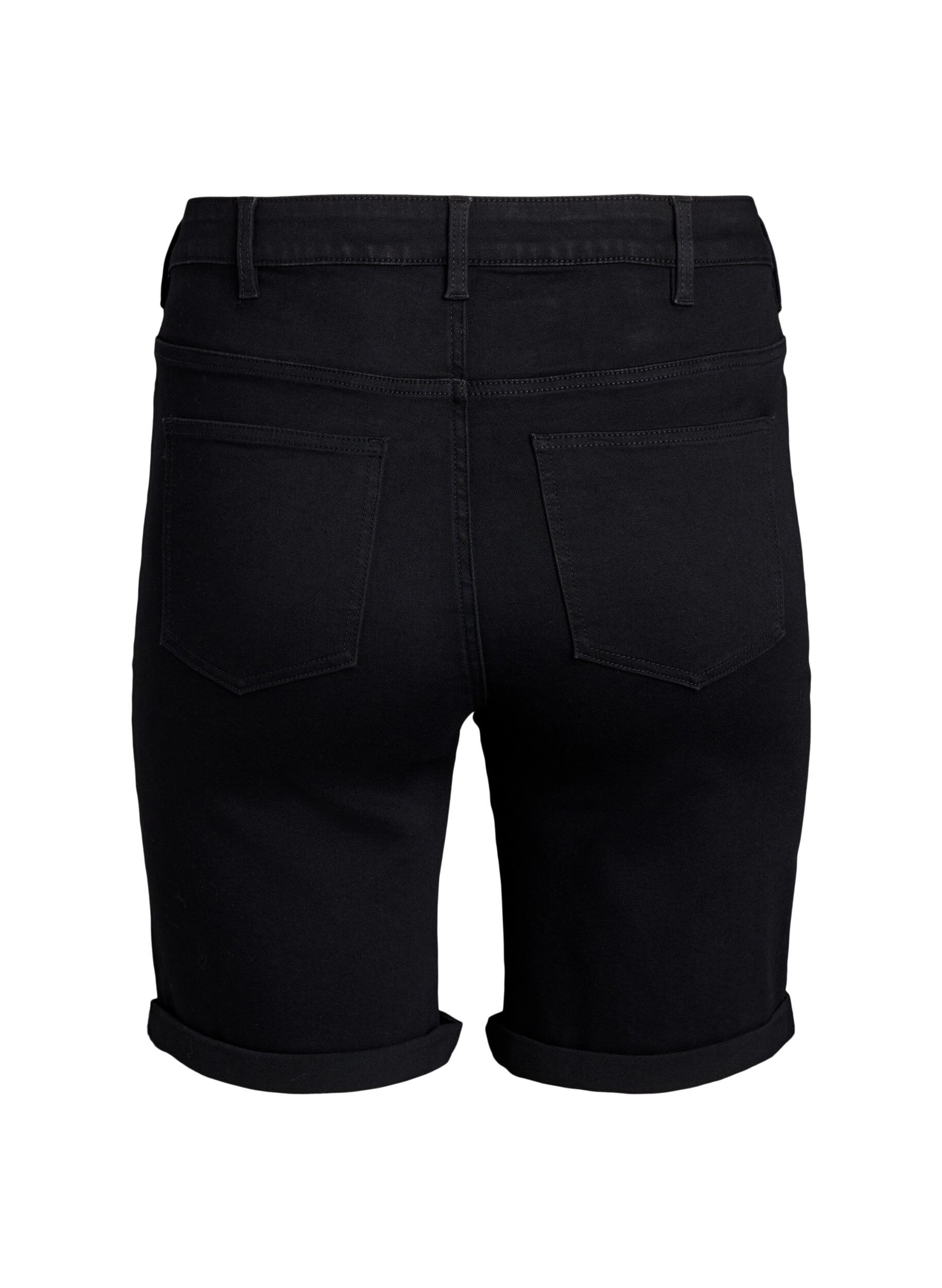 Zizzi Short en jean taille haute et coupe ajust&eacute;e, Noir, Packshot image number 1