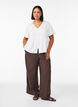 Pantalon large en lin et viscose, Marron, Model image number 0