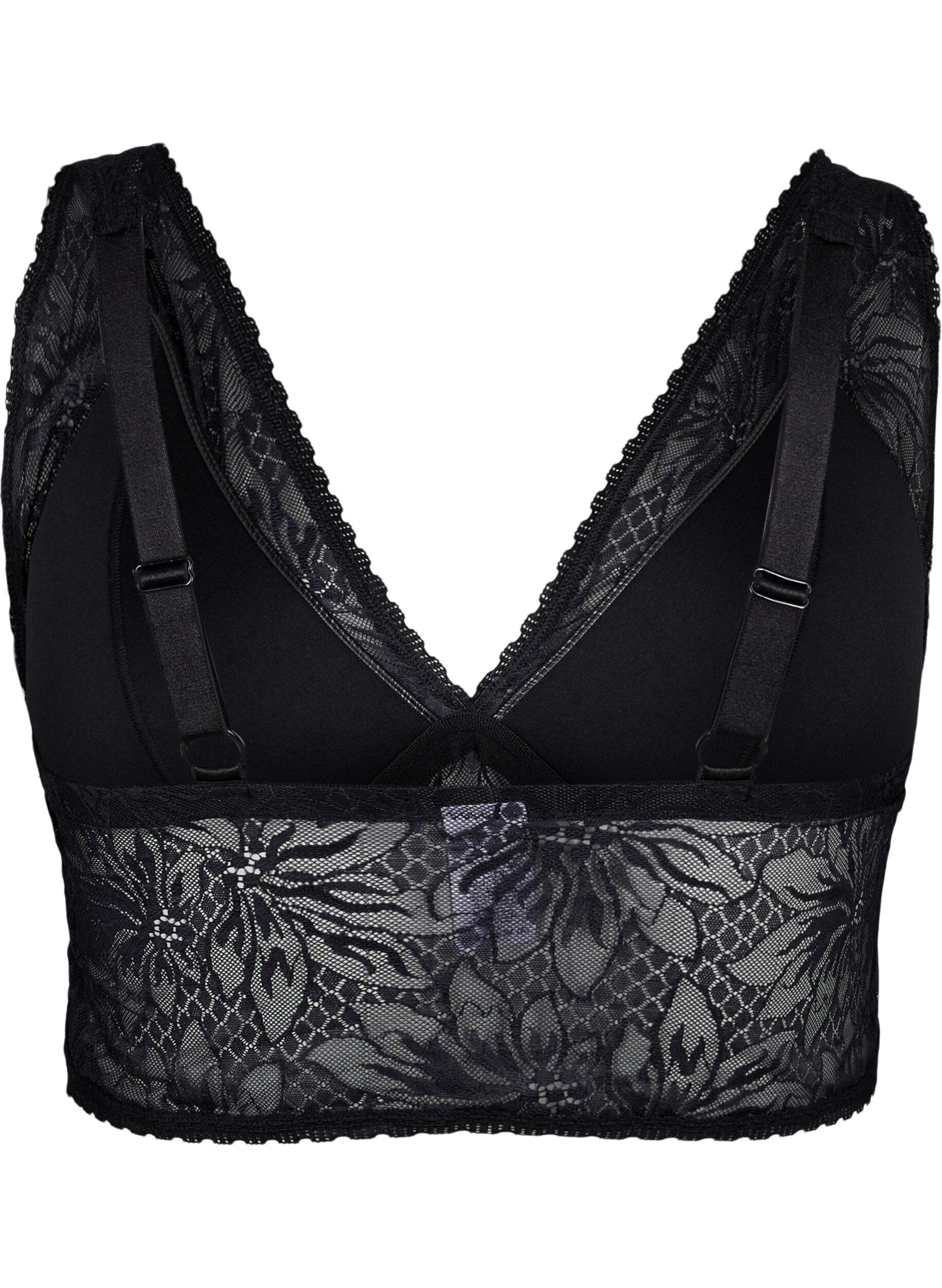 Zizzi Bralette en dentelle avec rembourrage doux, Black, Packshot image number 1
