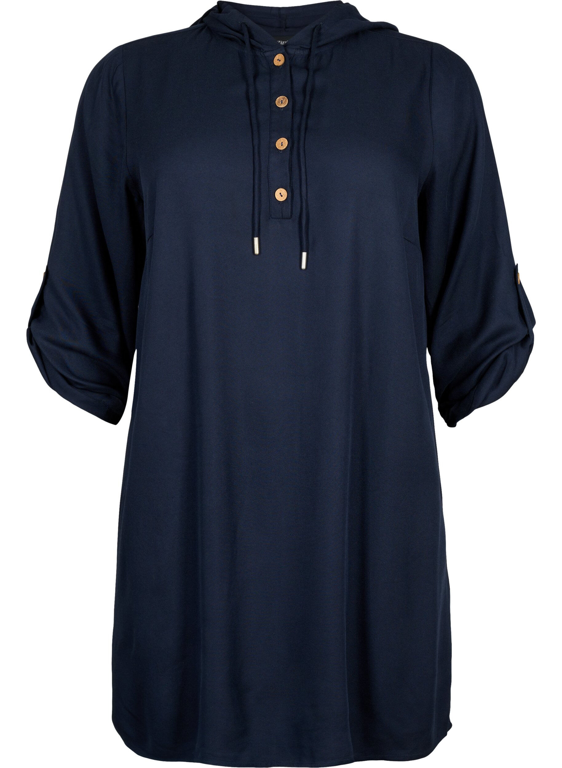 ZizziTunique en viscose avec capuche, Navy Blazer, Packshot image number 0