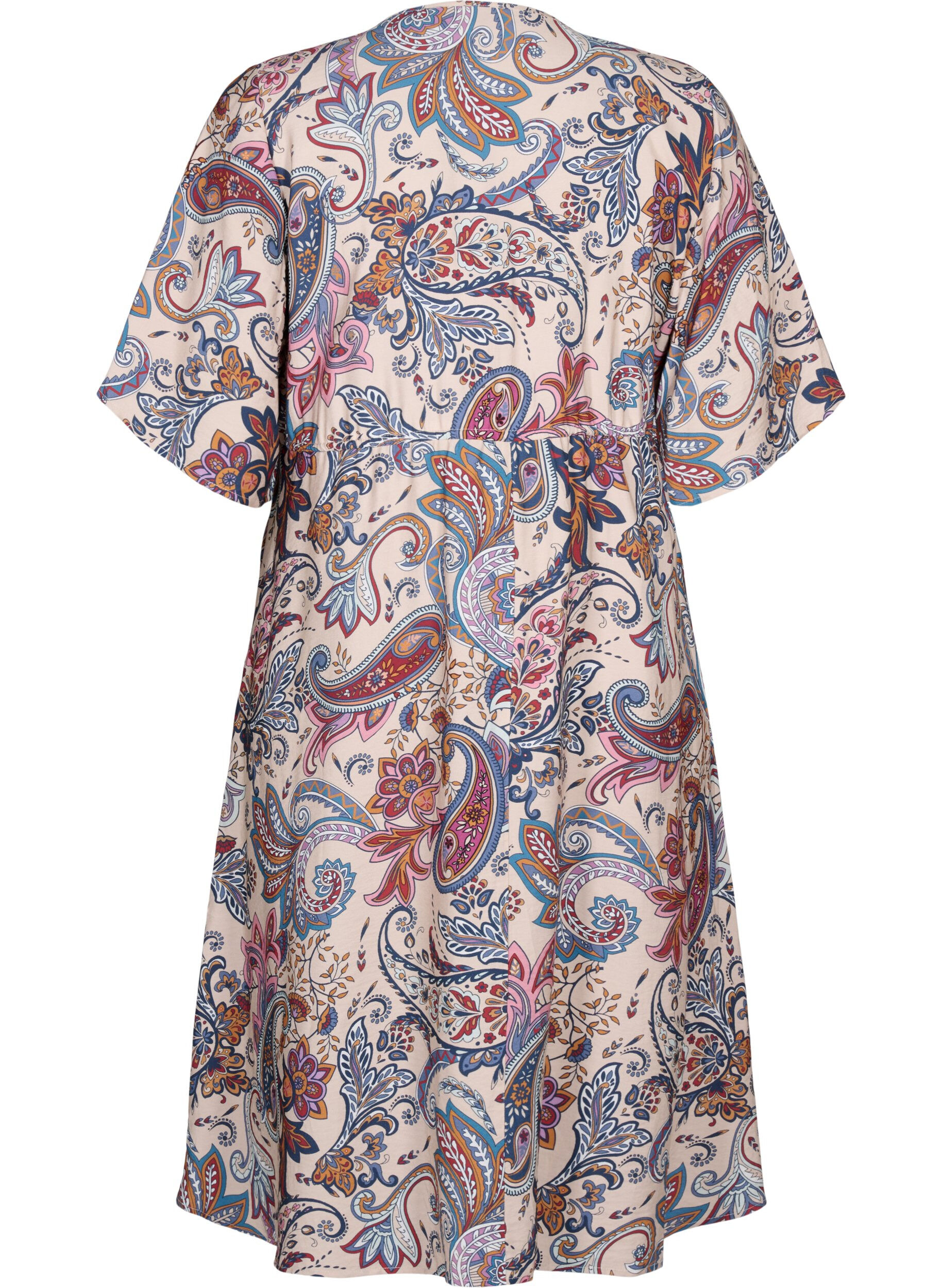 Zizzi Robe manches courtes en viscose avec imprim&eacute; paisley, Sand Do. Paisley AOP, Packshot image number 1