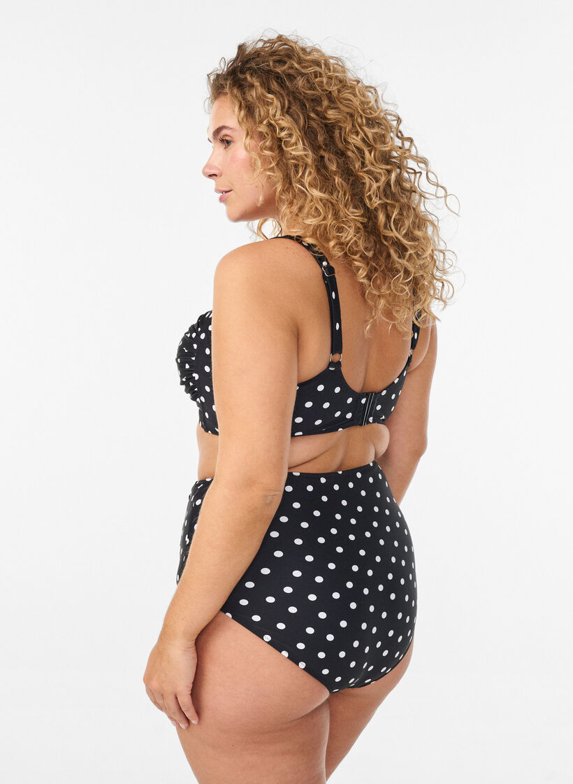 Culotte de bikini imprim&eacute;e et taille haute, Noir, Model image number 1