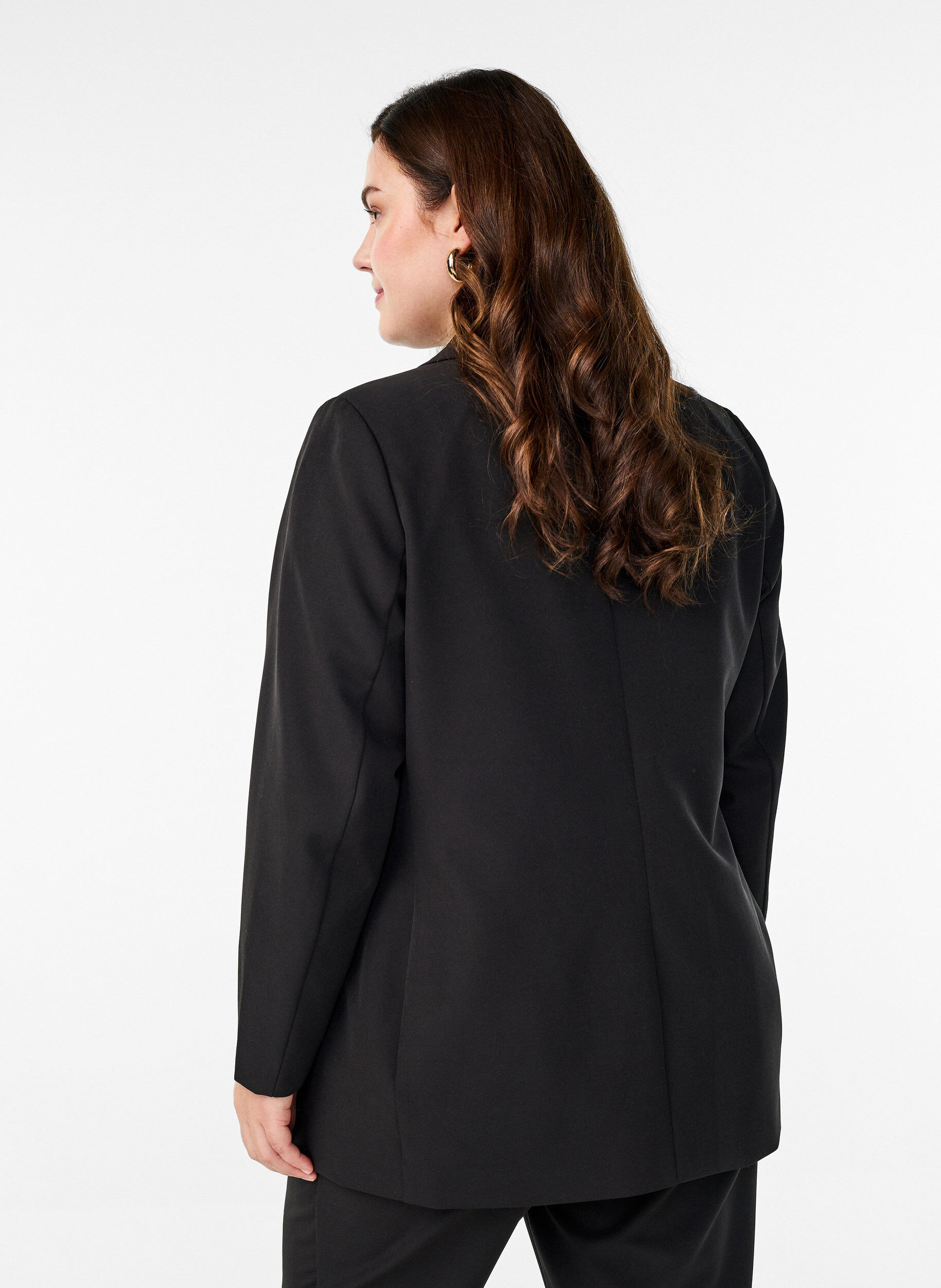 Zizzi Blazer classique avec fermeture boutonn&eacute;e, Noir, Model image number 2