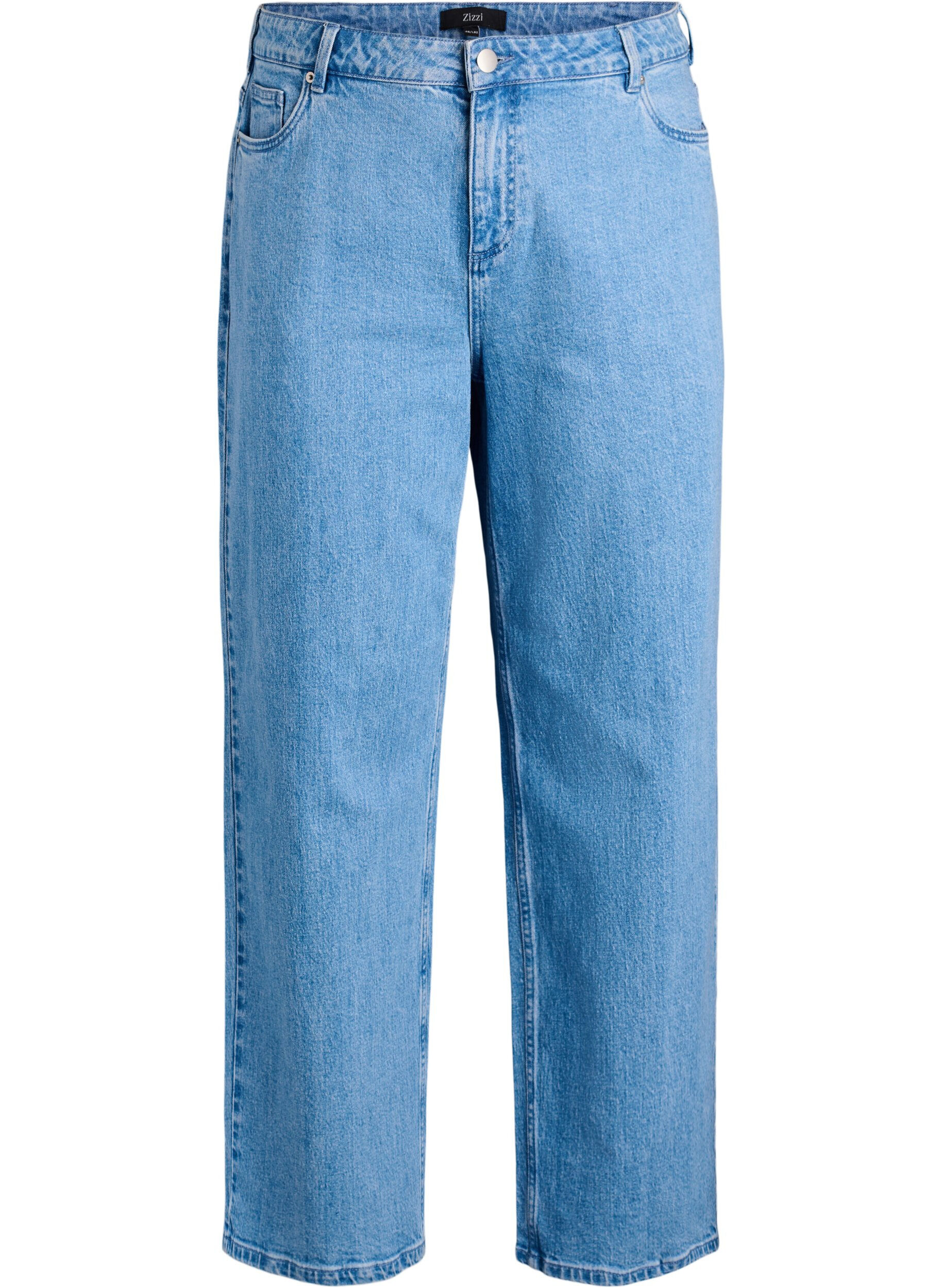 Zizzi Jean coupe ample taille haute, Bleu Clair, Packshot image number 0