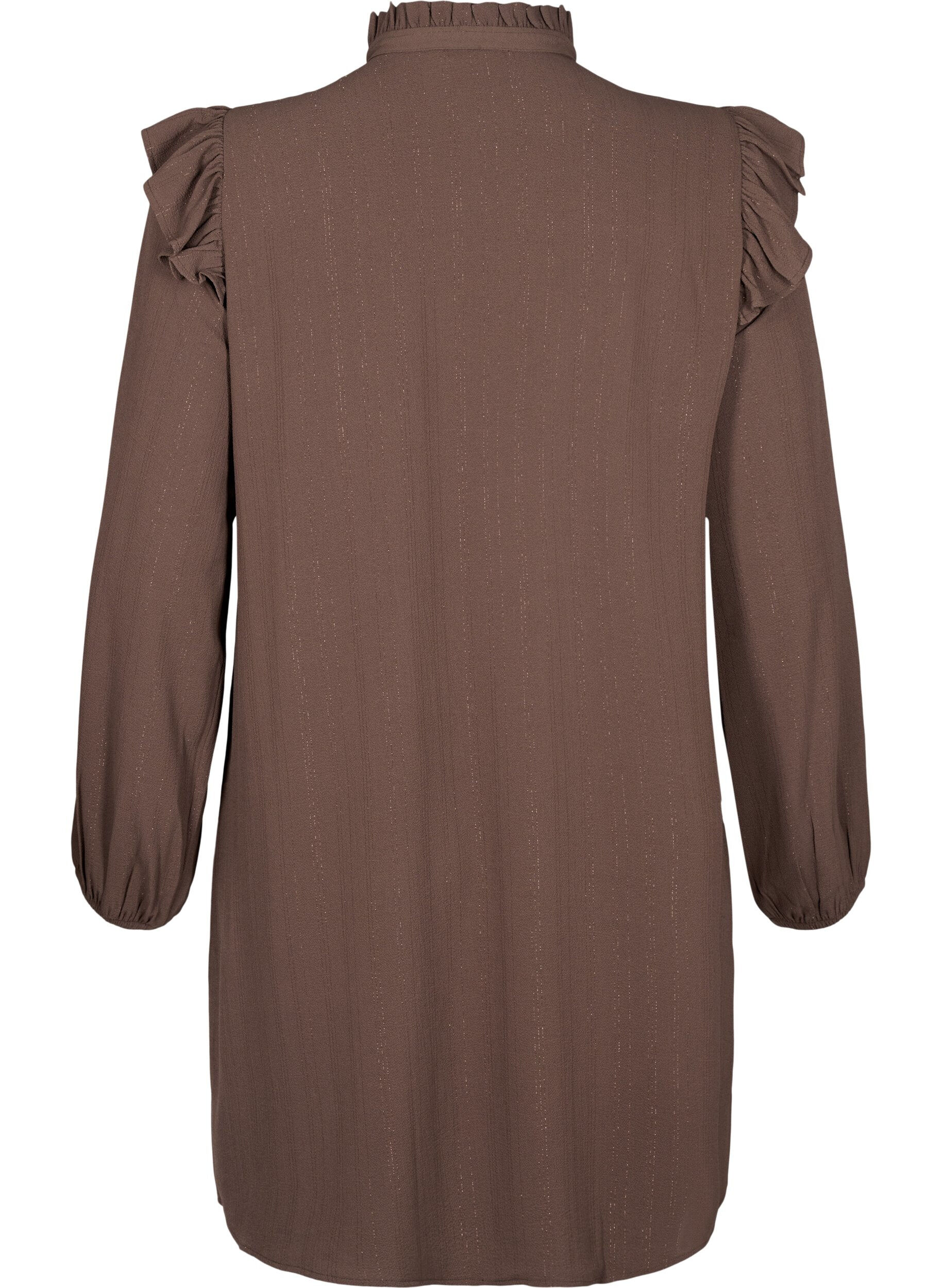 Zizzi Robe courte &agrave; volants et paillettes, Marron, Packshot image number 1