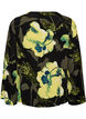 Blouse &agrave; fleurs avec col bateau et manches larges, Noir, Packshot image number 1