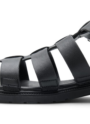 Sandale en cuir de forme large, Black, Packshot image number 4