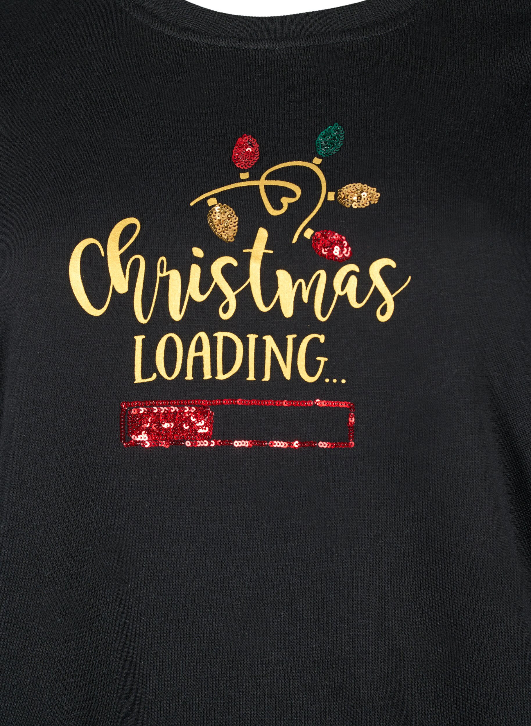 Zizzi Sweatshirt de No&euml;l, Black LOADING, Packshot image number 2