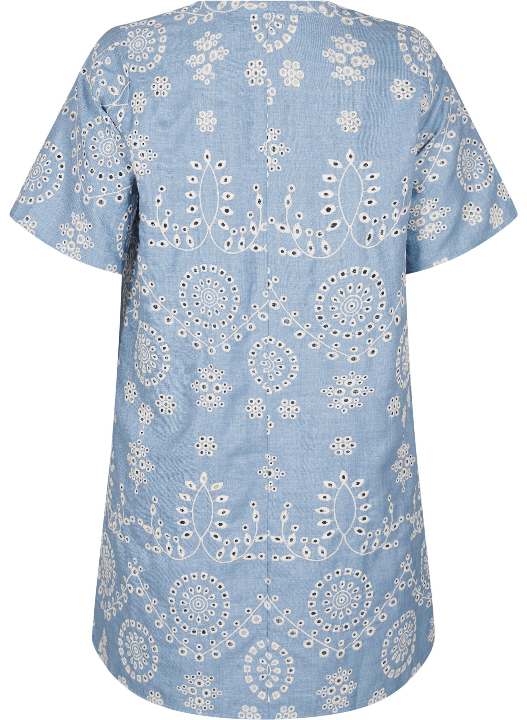 Zizzi Robe courte avec motif ajour&eacute; d&eacute;coratif, Bleu, Packshot image number 1