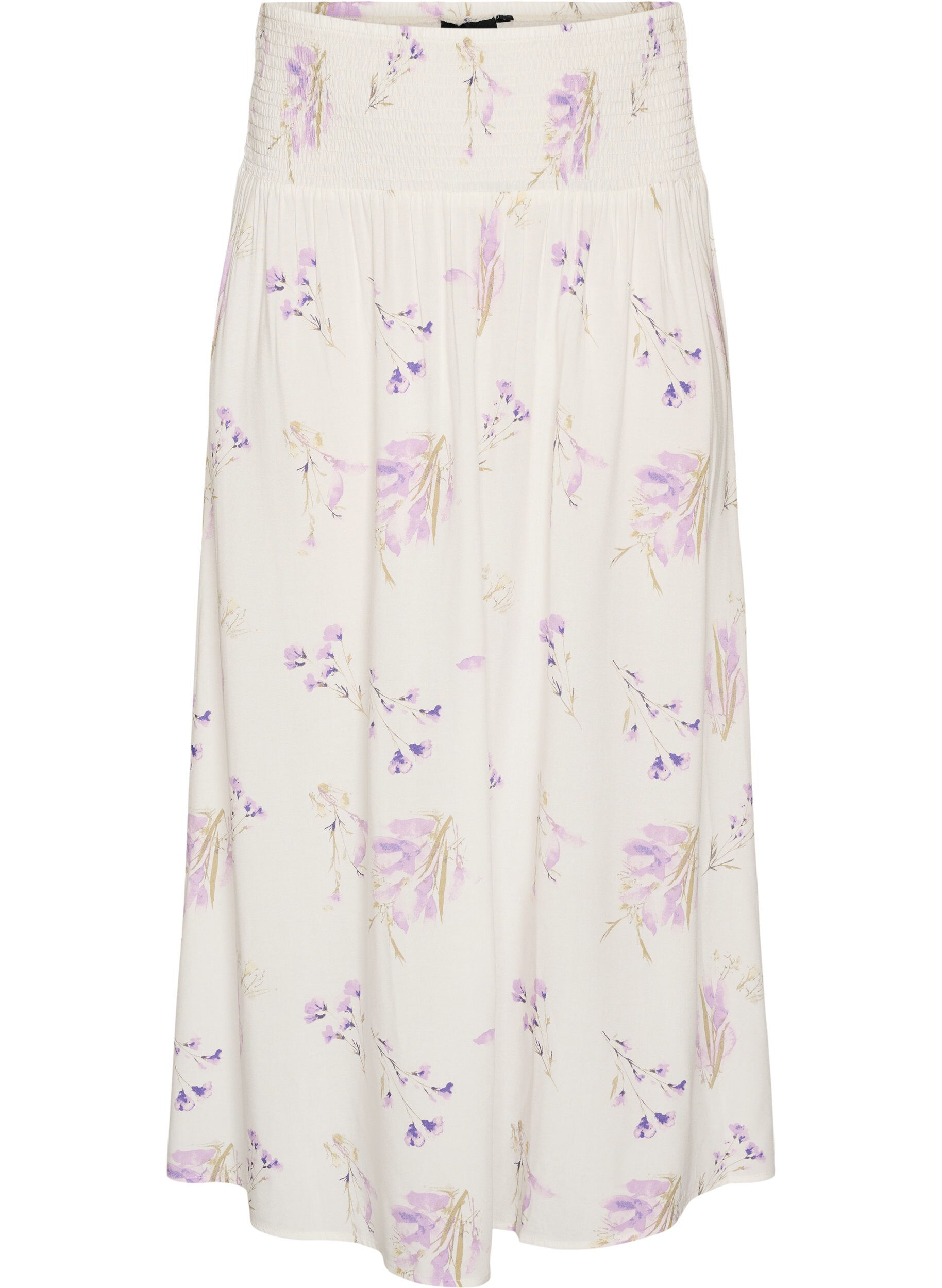 ZizziJupe longue en viscose avec smocks, Blanc, Packshot image number 0