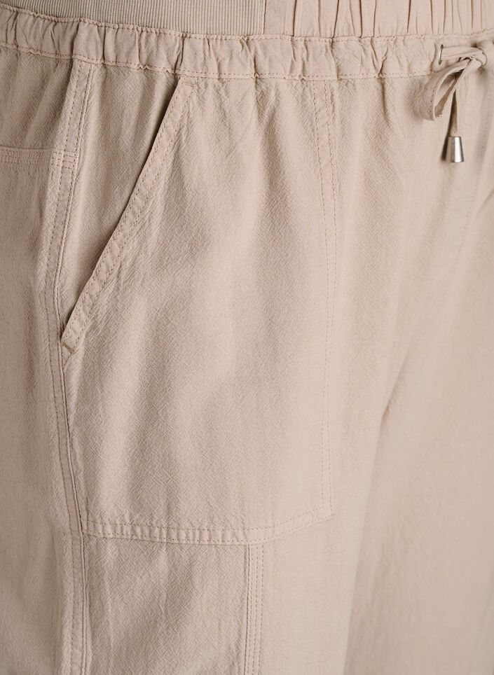 Pantalon cargo ample en coton, Beige, Packshot image number 2